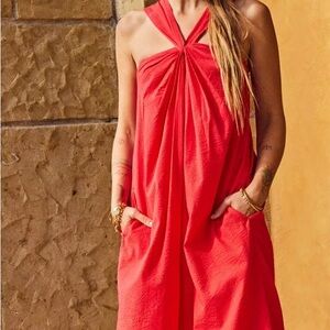 FAHERTY Watermelon Halter Dress